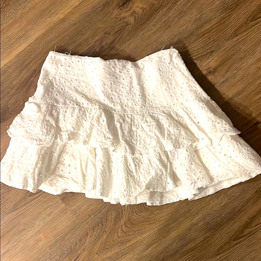 KatieJ NYC White Eyelet Ruffle Skirt